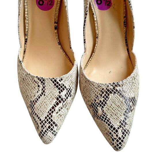 Vince Camuto D’Orsay pumps python pointy toe high heel shoes beige & black 8.5M - Picture 7 of 10